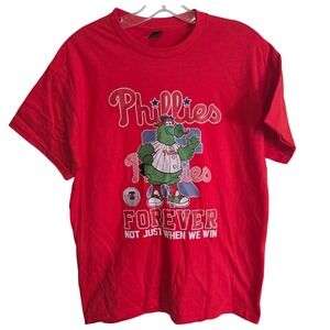 Phillies Phanatic T Shirt Men's Medium Red Forever Not Just When We Win Baseball